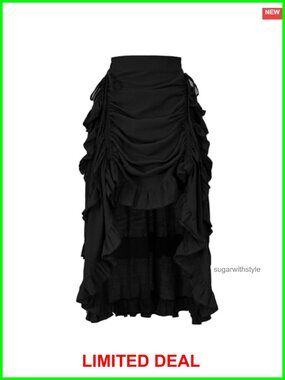 High Low Ruffle Steampunk Pirate Skirt Adjustable Drawstring